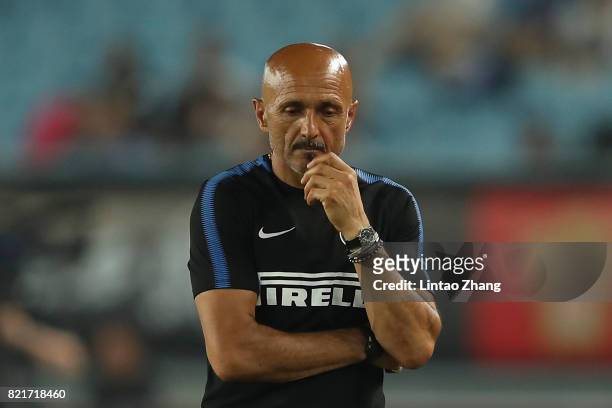 Head coach FC Internazionale Luciano Spalletti reacts during the 2017 International Champions Cup China match between Olympique Lyonnais and FC...
