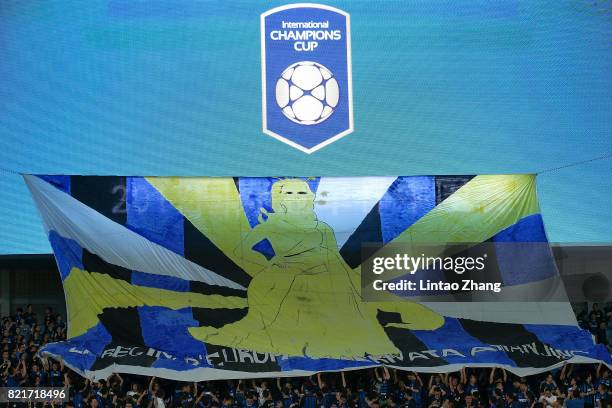 Internationale fans show their support during the 2017 International Champions Cup China match between Olympique Lyonnais and FC Internationale at...