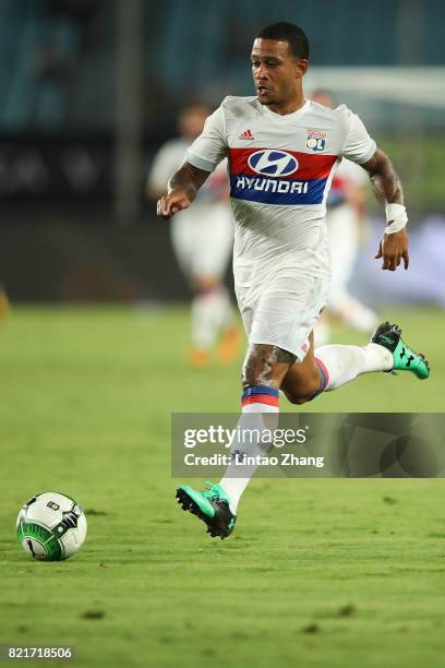 Memphis Depay of Olympique Lyonnais in action during the 2017 International Champions Cup China match between Olympique Lyonnais and FC...