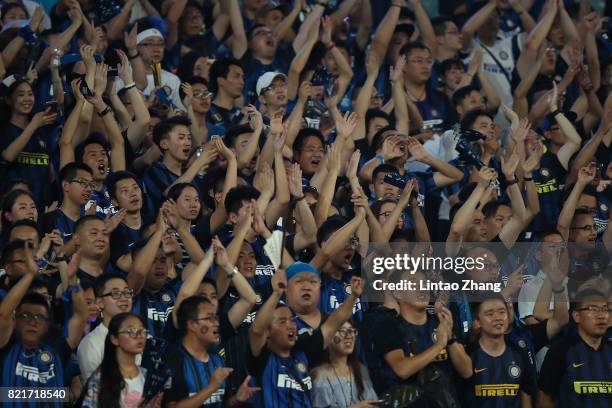 Internationale fans show their support during the 2017 International Champions Cup China match between Olympique Lyonnais and FC Internationale at...