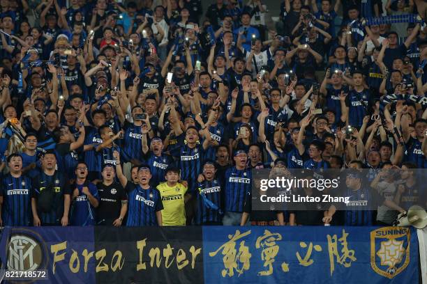 Internationale fans show their support during the 2017 International Champions Cup China match between Olympique Lyonnais and FC Internationale at...