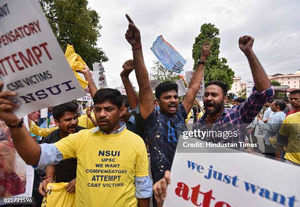 And UPSC aspirants protest and demand transparency in UPSC prelims at Raisina Road on July 24, 2017 in New Delhi, India.