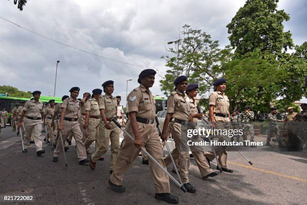 Heavy Security deployed at Raisina Road due to UPSC aspirants' protest on July 24, 2017 in New Delhi, India.