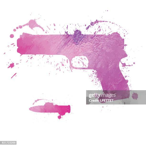 gun - pink pistols stock-grafiken, -clipart, -cartoons und -symbole