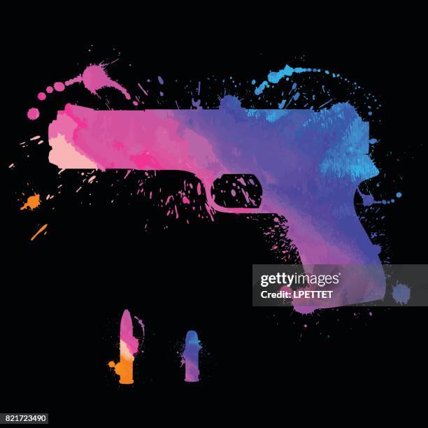 gun - pink pistols stock-grafiken, -clipart, -cartoons und -symbole