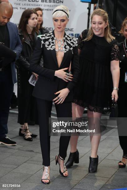 Cara Delevingne attends the "Valerian And The City Of A Thousand Planets" European Premiere at Cineworld Leicester Square on July 24, 2017 in London,...