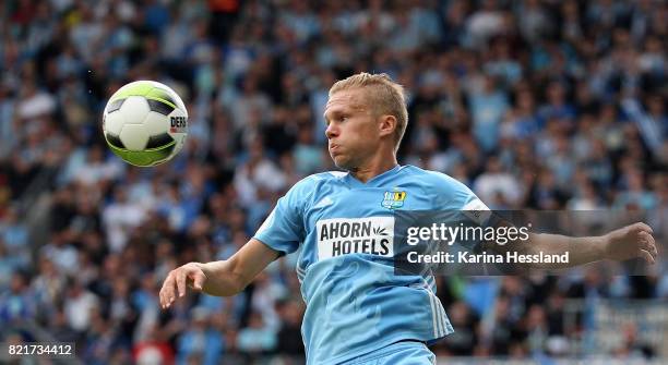 Dennis Grote of Chemnitz during the 3.Liga match between Chemnitzer FC and FSV Zwickau at community4you Arena on July 23, 2017 in Chemnitz, Germany.