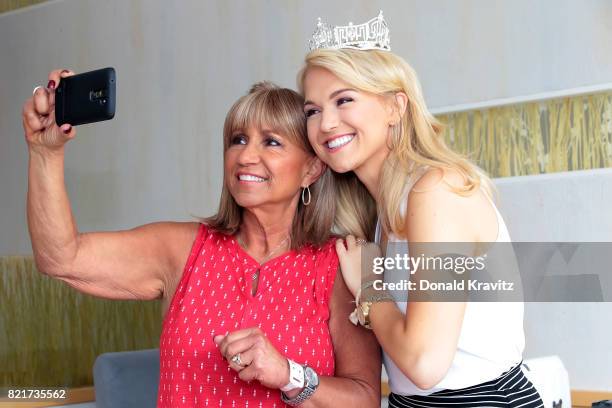 Savvy Shields, Miss America 2017 and patient Donna Wallinger take a selfie at AtlanticCare Regional Medical Center at The AlantiCare Cancer Center...