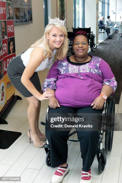 Savvy Shields, Miss America 2017 and patient Deborah Birts take a photograph at AtlanticCare Regional Medical Center at The AlantiCare Cancer Center...
