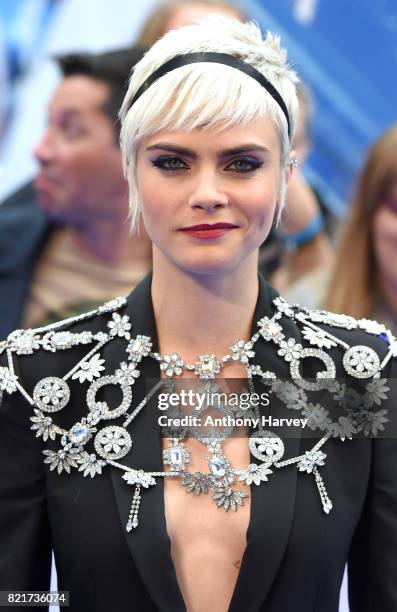 Cara Delevingne attends the "Valerian And The City Of A Thousand Planets" European Premiere at Cineworld Leicester Square on July 24, 2017 in London,...