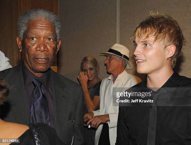 Morgan Freeman and Toby Hemingway at the "Feast of Love" premiere at The Academy of Motion Picture Arts and Sciences on September 25, 2007 in Los...