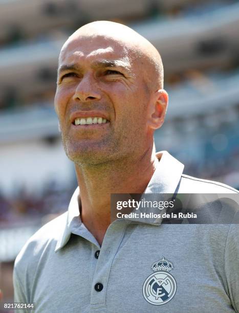 Head coach Zinedine Zidane of Real Madrid looks on during the International Champions Cup 2017 match between Real Madrid v Manchester United at...