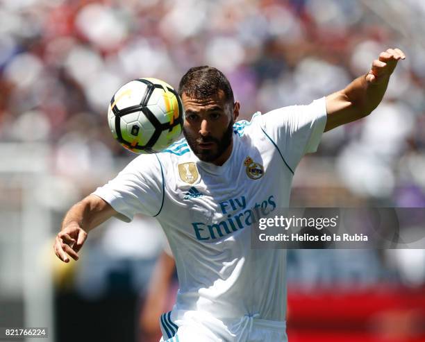 Karim Benzema of Real Madrid in action during the International Champions Cup 2017 match between Real Madrid v Manchester United at Levi'a Stadium on...