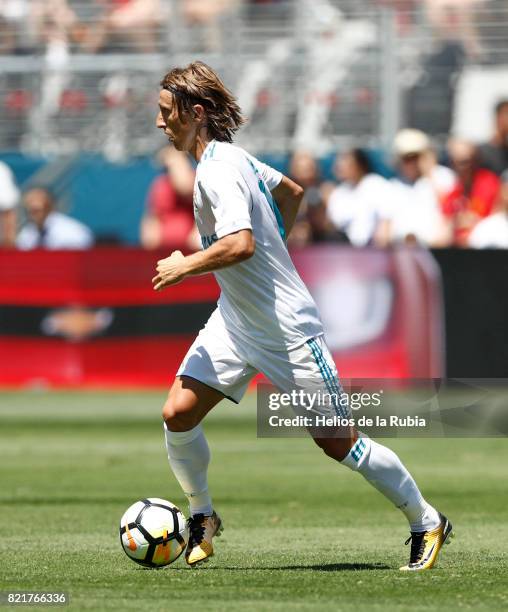 Luka Modric of Real Madrid in action during the International Champions Cup 2017 match between Real Madrid v Manchester United at Levi'a Stadium on...