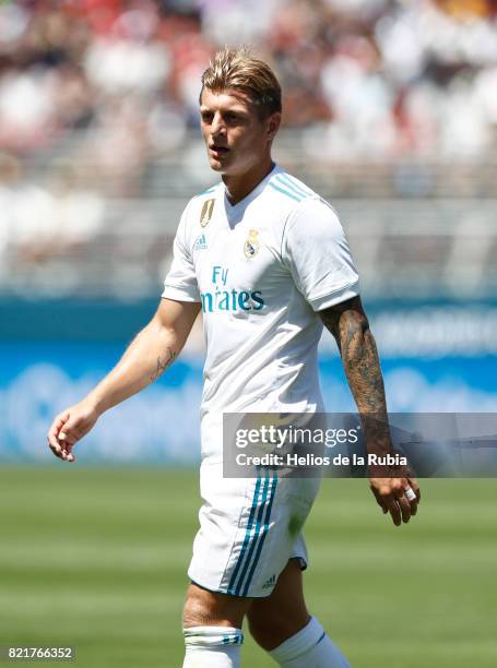 Toni Kroos of Real Madrid looks on during the International Champions Cup 2017 match between Real Madrid v Manchester United at Levi'a Stadium on...