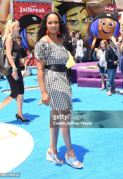Actress Garcelle Beauvais arrives at the Premiere Of Columbia Pictures And Sony Pictures Animation's 'The Emoji Movie' at Regency Village Theatre on...