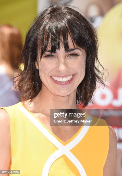 Actress Constance Zimmer arrives at the Premiere Of Columbia Pictures And Sony Pictures Animation's 'The Emoji Movie' at Regency Village Theatre on...