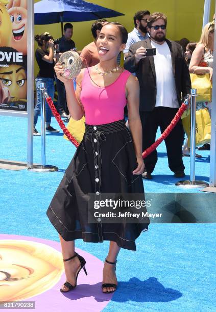 Actress Asia Monet Ray arrives at the Premiere Of Columbia Pictures And Sony Pictures Animation's 'The Emoji Movie' at Regency Village Theatre on...