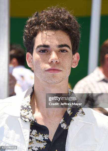 Actor Cameron Boyce arrives at the Premiere Of Columbia Pictures And Sony Pictures Animation's 'The Emoji Movie' at Regency Village Theatre on July...