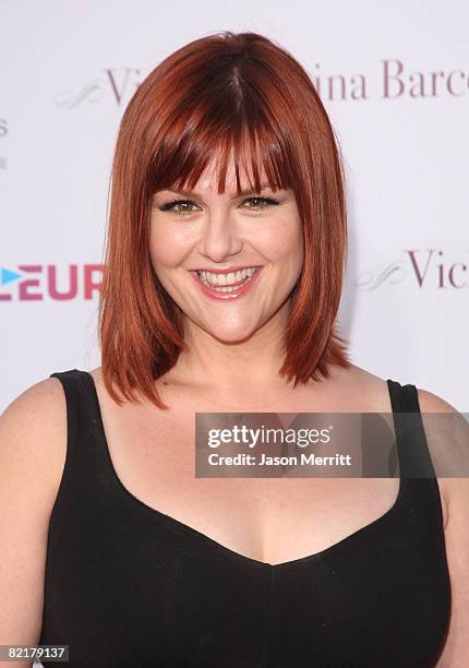 Actress Sara Rue arrives to the red carpet at the Los Angeles Premiere of "Vicky Cristina Barcelona" at the Mann Village Theatre on August 4, 2008 in...