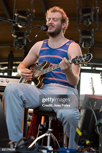 Bon Iver performs live in concert at The WhiteLies Lawn at White River State Park on August 4, 2008 in Indianapolis.