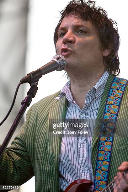 Jeff Tweedy of Wilco performs live in concert at The WhiteLies Lawn at White River State Park on August 4, 2008 in Indianapolis.