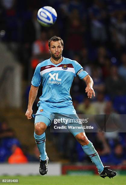 West Ham Captain, Lucas Neil in action during the Pre Season Friendly match between Ipswich Town and West Ham United at The Portman Road on August 4,...