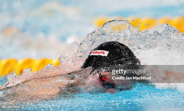 Duncan Scott of Great Britain competes in the Men's 100m Freestyle semi final on day eleven of the FINA World Championships at the Duna Arena on July...