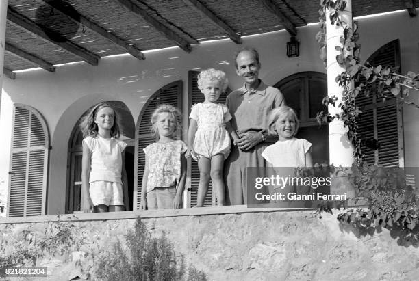 Otto von Habsburg with children Benidorm, Valencian Community, Spain.