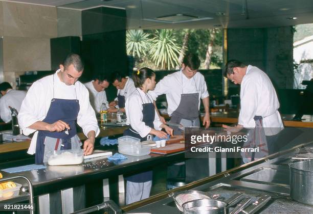 The best Spanish chefs, Cookers of the Restaurant 'El Bulli', Chef Ferran Adria Cala Montjoy, Figueras, Catalonia, Spain.