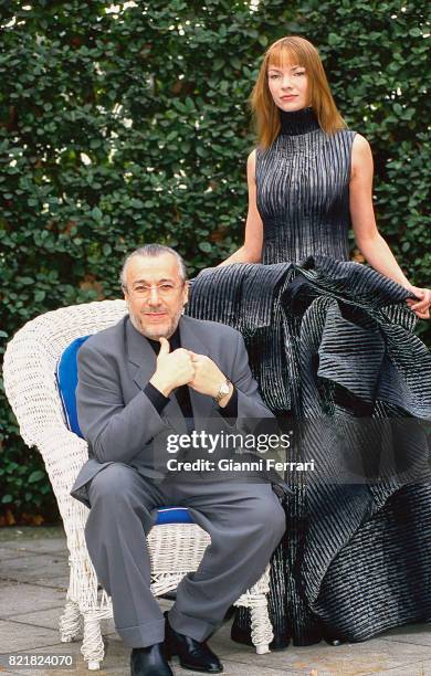 The Spanish fashion designer Pedro del Hierro with one of his models Madrid, Spain.