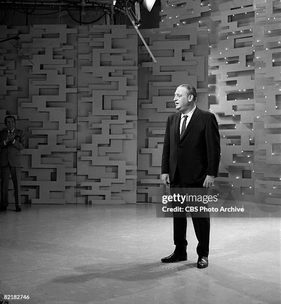 American comedian and actor Rodney Dangerfield as he performs on an episode of 'The Ed Sullivan Show,' New York, New York, February 21, 1971. Show...