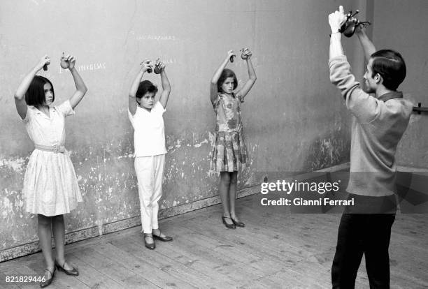 The American actress and singer Romina Power during a classe of dance Madrid, Spain.