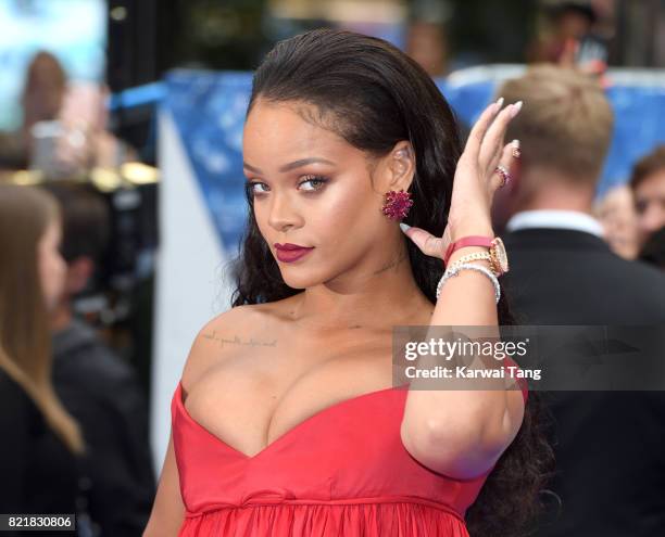 Rihanna attends the "Valerian And The City Of A Thousand Planets" European Premiere at Cineworld Leicester Square on July 24, 2017 in London, England.