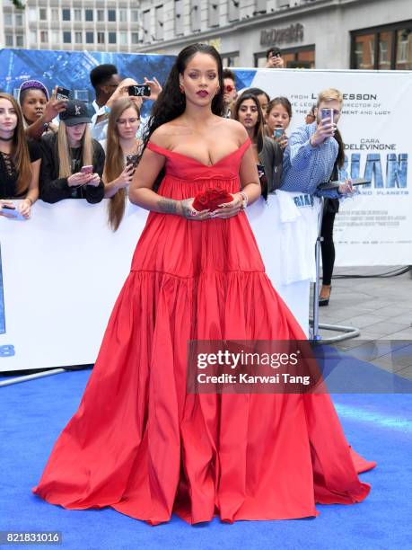 Rihanna attends the "Valerian And The City Of A Thousand Planets" European Premiere at Cineworld Leicester Square on July 24, 2017 in London, England.