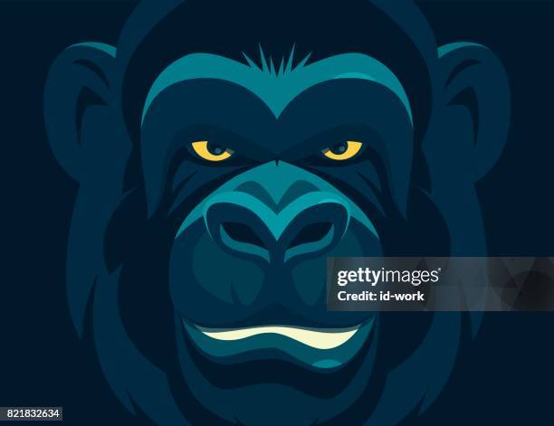 chimpanzee head - gorilla face stock illustrations