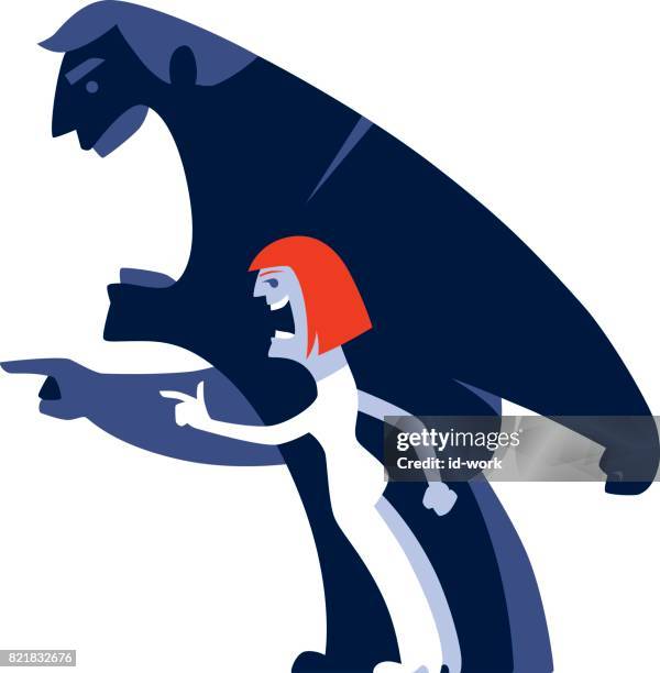 angry couple pointing and blaming - two men fighting stock illustrations