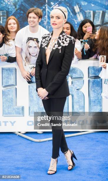 Cara Delevingne attends the "Valerian And The City Of A Thousand Planets" European Premiere at Cineworld Leicester Square on July 24, 2017 in London,...