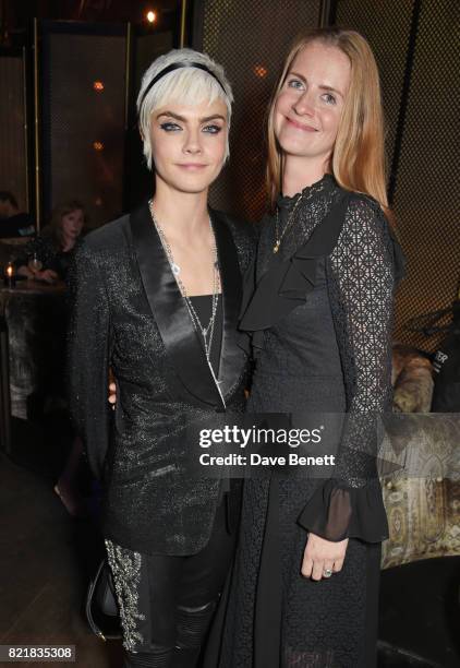 Cara Delevingne and sister Chloe Delevingne attend the after party for the European Premiere of "Valerian And The City Of A Thousand Planets" at 100...