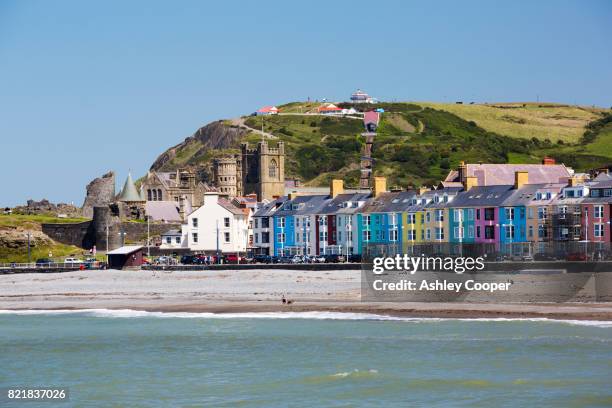 aberystwyth sea front, wales, uk. - promenade stock pictures, royalty-free photos & images