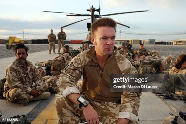 British Army soldier from the 3rd Battalion The Parachute Regiment Cpl Karl Tees from South Africa waits to leave for strike operation Southern Beast...