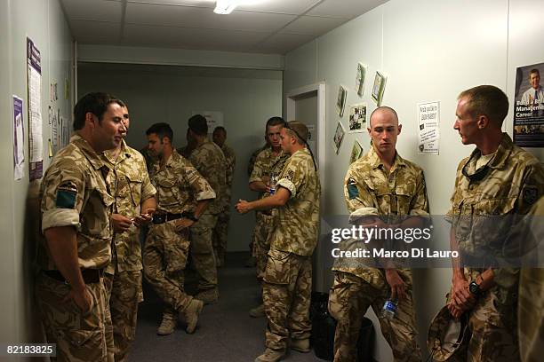 British Army soldiers from the 3rd Battalion The Parachute Regiment wait to be given orders to conduct strike operation Southern Beast on August 1,...