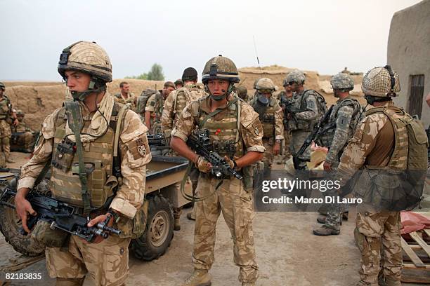 British Army soldiers from the 3rd Battalion The Parachute Regiment are seen as they get ready to patrol during strike operation Southern Beast on...