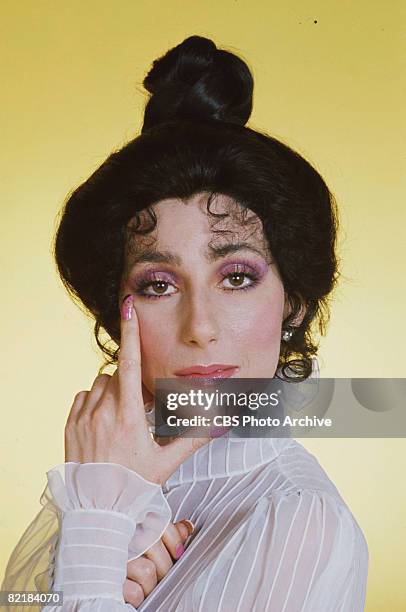 Promotional portrait of American singer and actress Cher for the television variety show 'The Sonny and Cher Comedy Hour,' 1972.