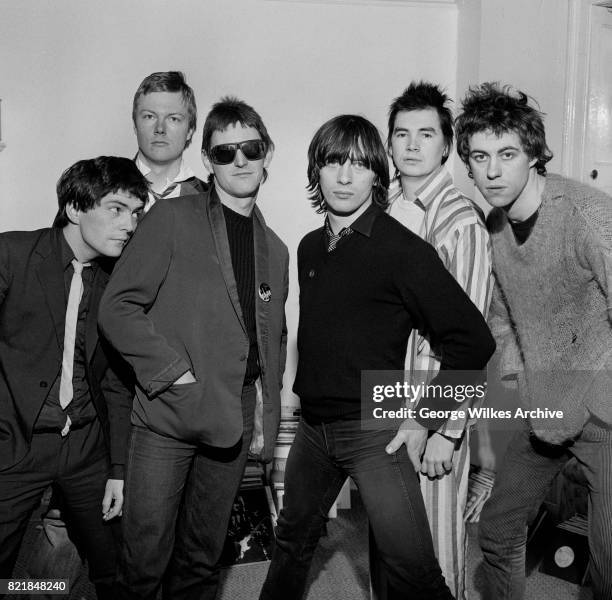 The Boomtown Rats, left to right, Pete Briquette, Simon Crowe, Gerry Cott, Garry Roberts, Johnny Fingers and Bob Geldof.