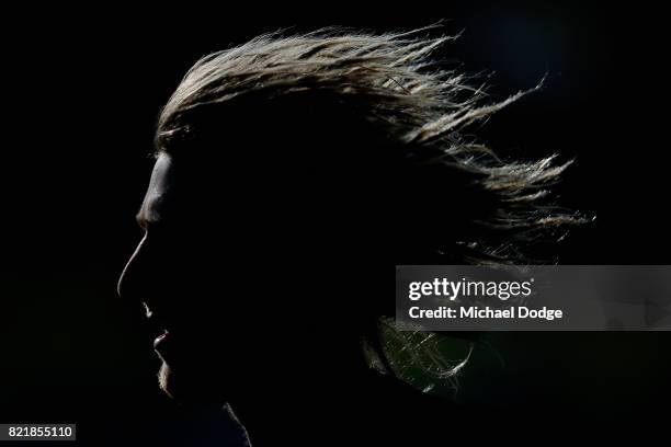 Dyson Heppell runs laps during an Essendon Bombers AFL media session at the Essendon Football CLub on July 25, 2017 in Melbourne, Australia.