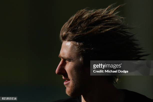Dyson Heppell runs laps during an Essendon Bombers AFL media session at the Essendon Football CLub on July 25, 2017 in Melbourne, Australia.