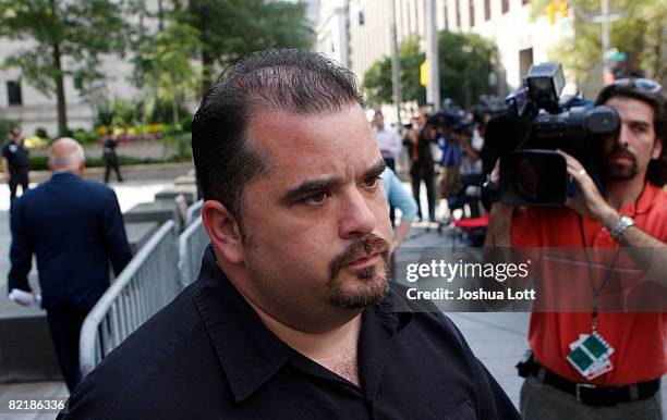 Peter Gotti leaves his brother John "Junior" Gotti's trial at the Federal Court House August 5, 2008 in New York City. John "Junior" Gotti is facing...