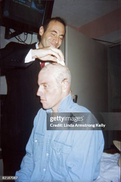 Portrait of Lance Armstrong in hospital at Indiana University School of Medicine Hospital during treatment for testicular cancer. Indianapolis, IN...