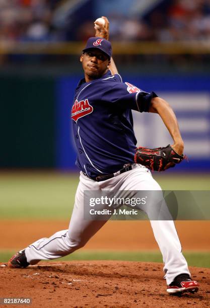 Starting pitcher Fausto Carmona of the Cleveland Indians pitches against the Tampa Bay Rays during the game on August 5, 2008 at Tropicana Field in...